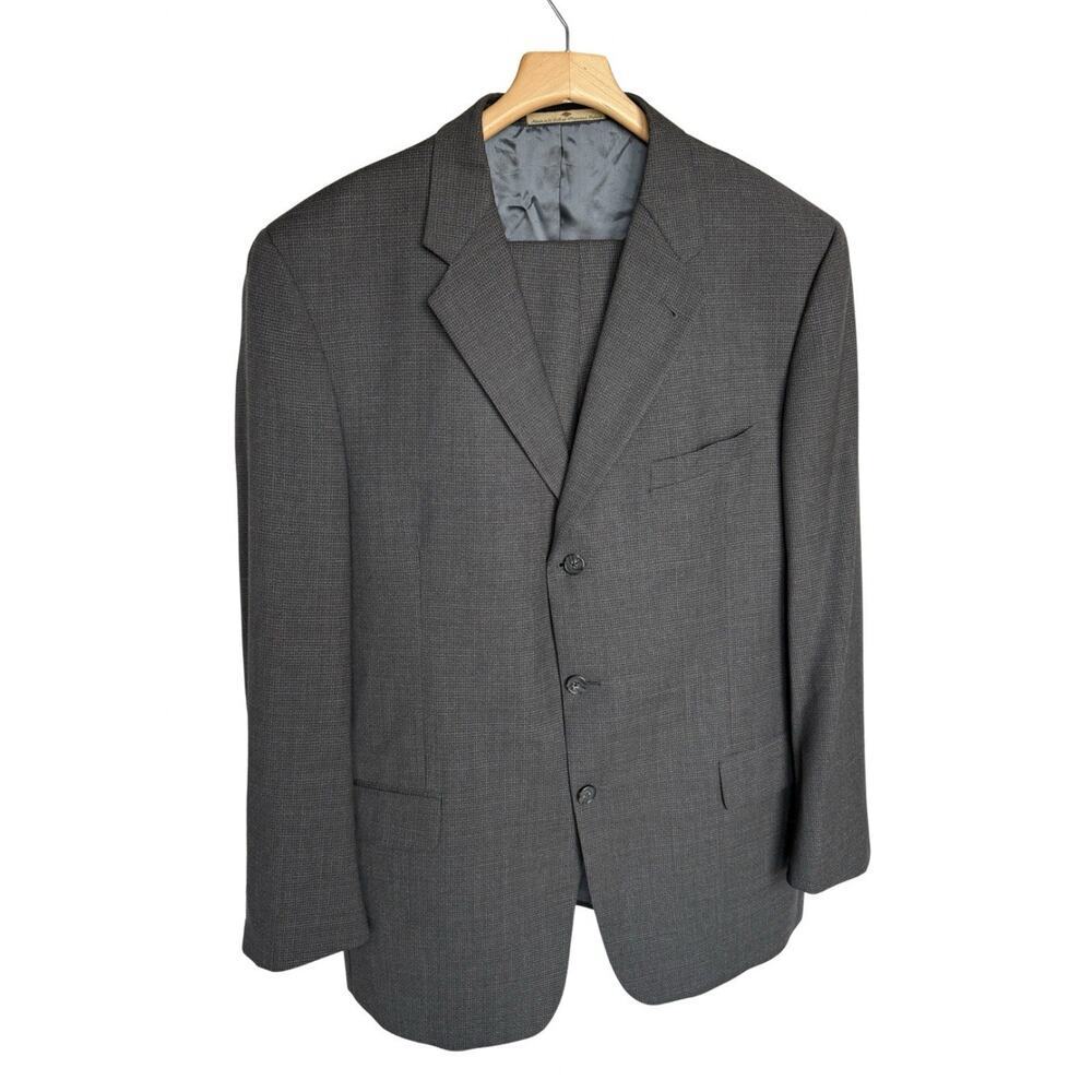 Joseph Abboud 44L 38W Gray Wool Suit 2PC Nordstrom Super 100s USA Made Union